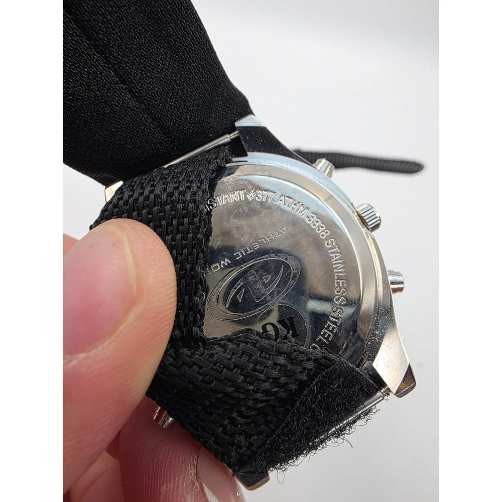 Athletic Works Mens Ana-Digi Watch‎ Black Nylon Strap 3ATM Water Resistant 3338